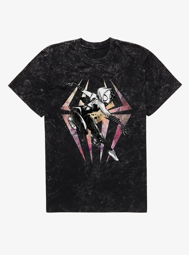 Marvel Spider Gwen Watercolor Logo Mineral Wash T-Shirt Box Lunch Exclusive