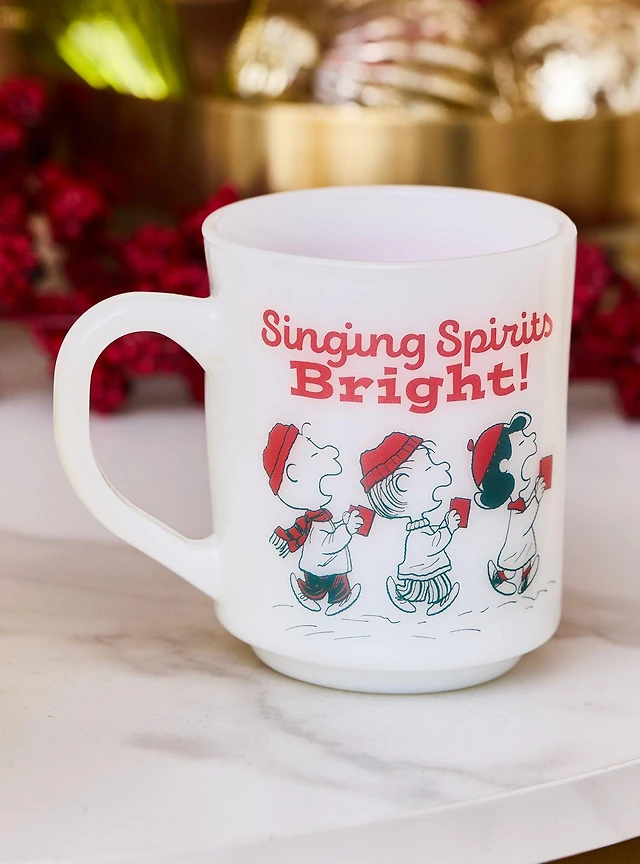 Peanuts Singing Spirits Bright Milk Glass Mug - BoxLunch Exclusive