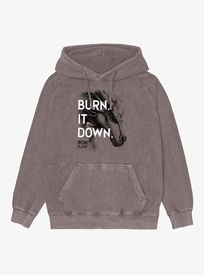 Fourth Wing Burn It Down Iron Flame Mineral Wash Hoodie Box Lunch Exclusive