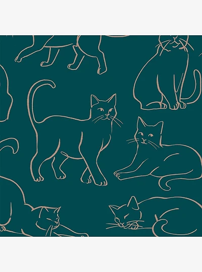 Cat Poses Emerald Wallpaper