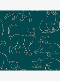 Cat Poses Emerald Wallpaper
