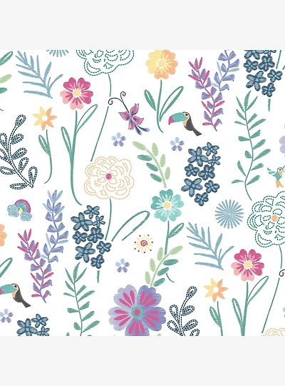 Disney Encanto White Embroidery Floral Wallpaper