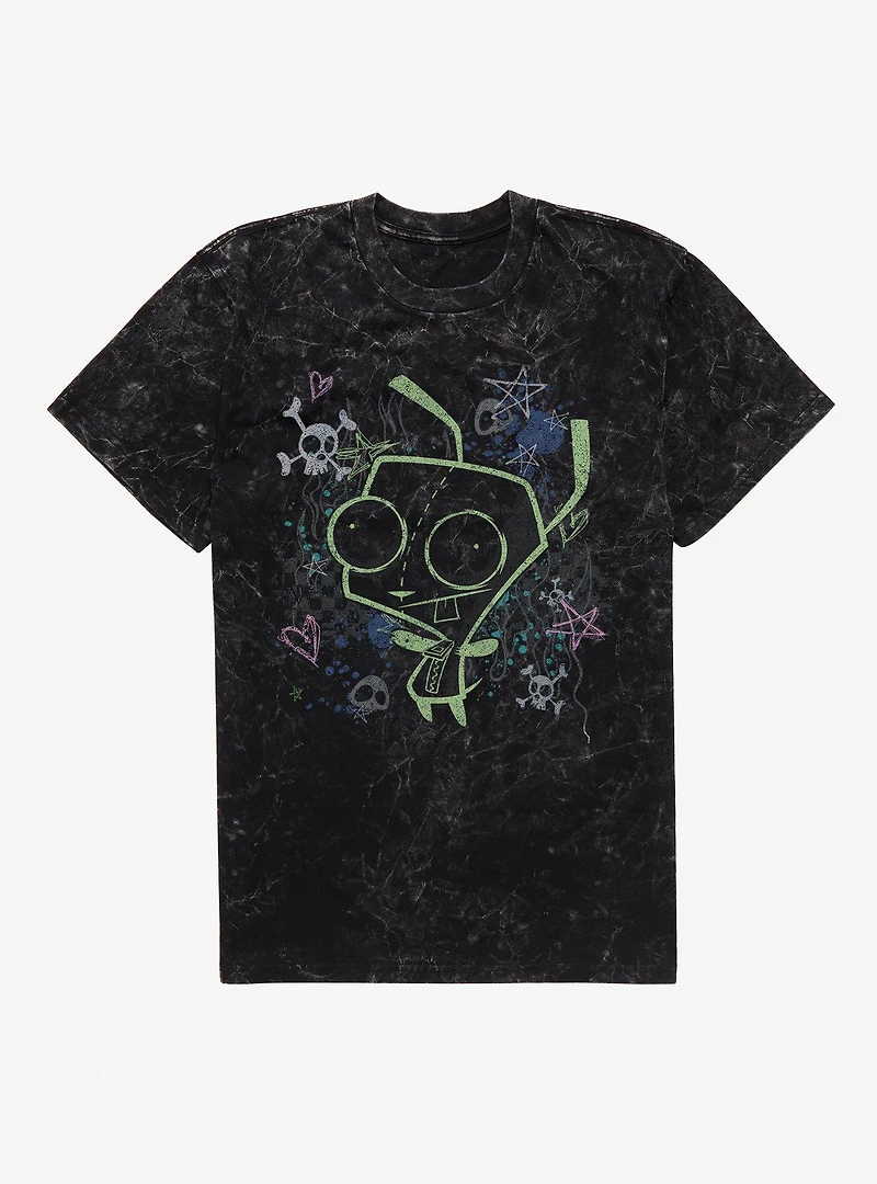 Invader Zim GIR Chalk Art Drawing Mineral Wash T-Shirt