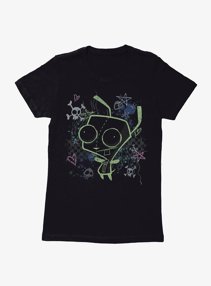 Invader Zim GIR Chalk Art Drawing Womens T-Shirt