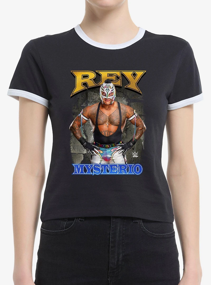 WWE Rey Mysterio Poster Womens Baby Ringer T-Shirt