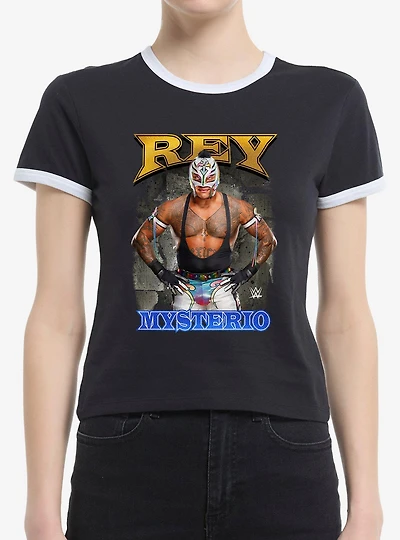 WWE Rey Mysterio Poster Womens Baby Ringer T-Shirt