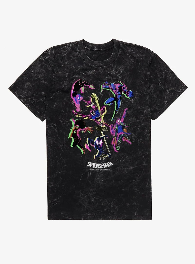 Marvel Spider-Man Spiderverse Neon Mineral Wash T-Shirt Box Lunch Exclusive