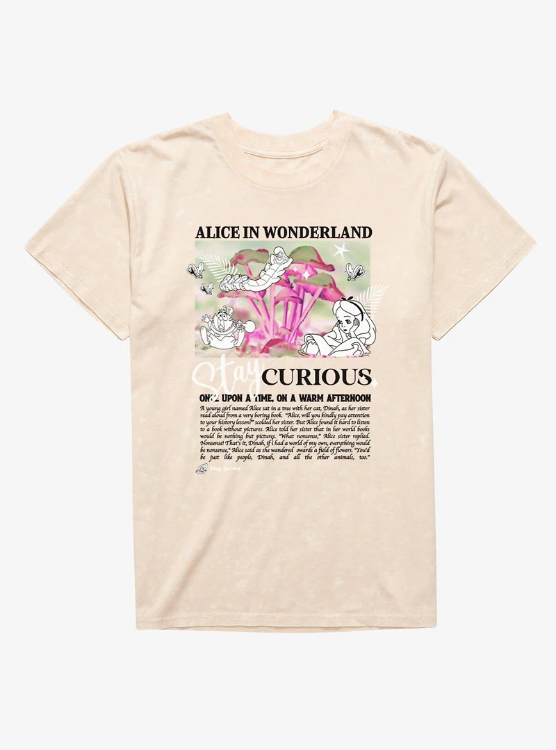 Disney Alice Wonderland Stay Curious Mineral Wash T-Shirt Box Lunch Exclusive