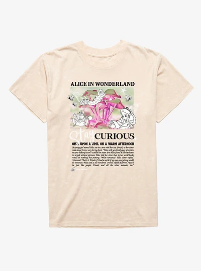 Disney Alice Wonderland Stay Curious Mineral Wash T-Shirt Box Lunch Exclusive