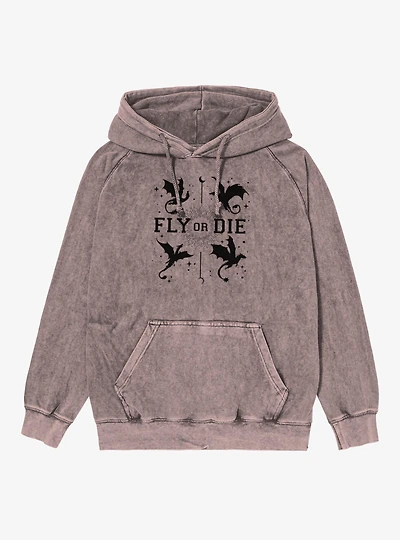 Fourth Wing Fly Or Die Mineral Wash Hoodie