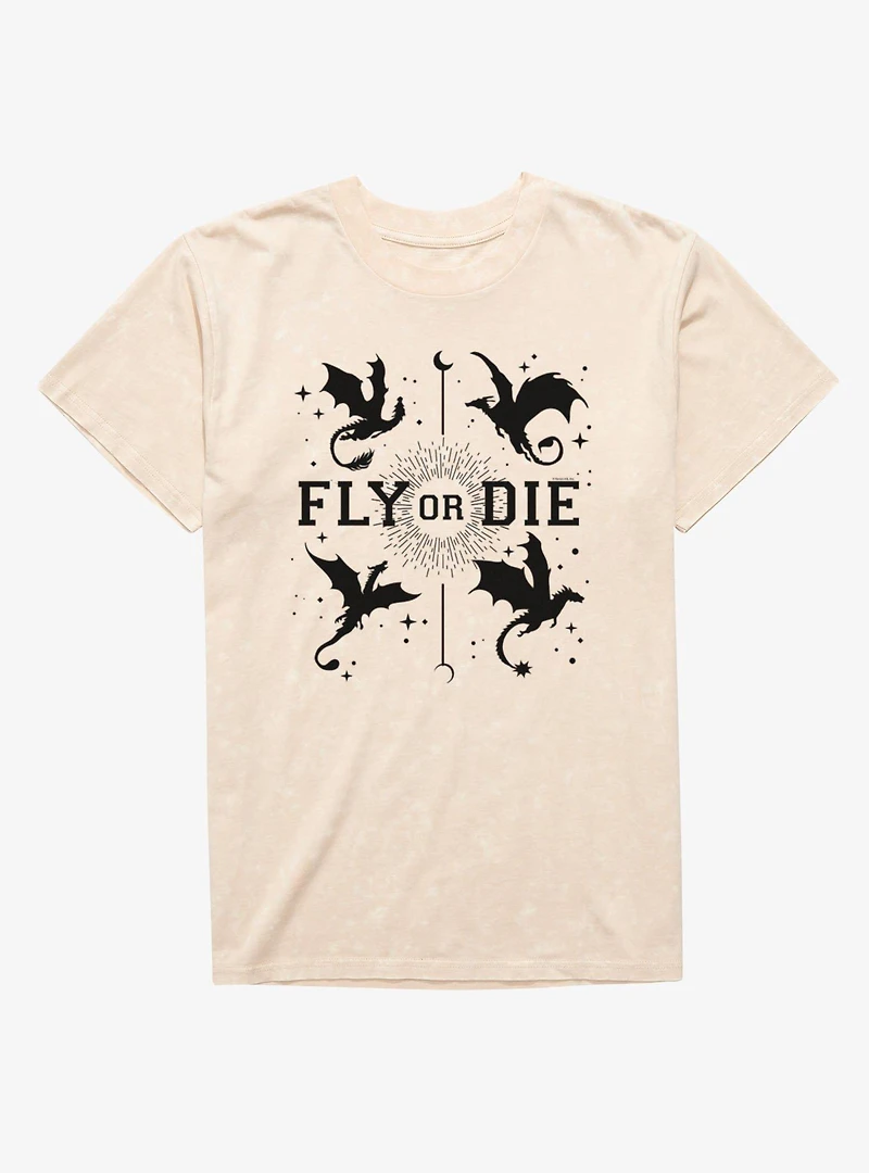 Fourth Wing Fly Or Die Mineral Wash T-Shirt