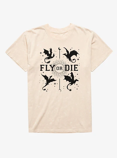 Fourth Wing Fly Or Die Mineral Wash T-Shirt