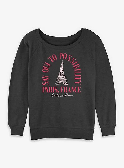 Emily Paris Say Oui Womens Slouchy Sweatshirt