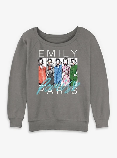 Emily Paris Fashion Sketch Womens Slouchy Sweatshirt