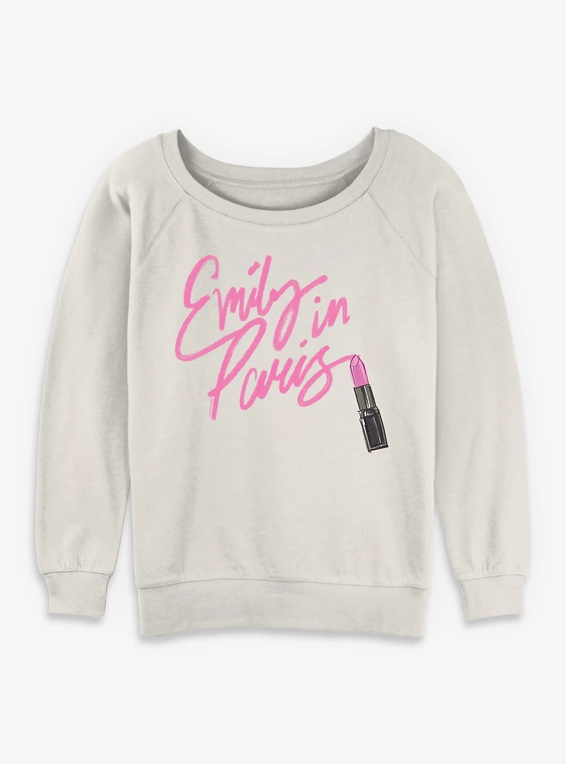 Emily Paris Lipstick Logo Womens Slouchy Sweatshirt