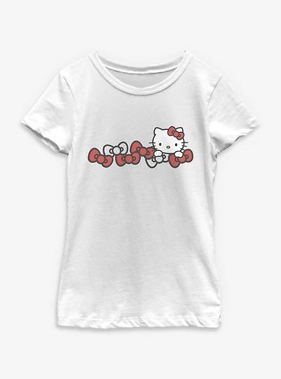 Hello Kitty Red And White Bows Youth Girls T-Shirt
