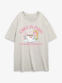 Emily Paris Cafe Croissants Couture Womens Oversized T-Shirt