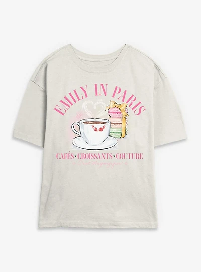 Emily Paris Cafe Croissants Couture Womens Skimmer T-Shirt