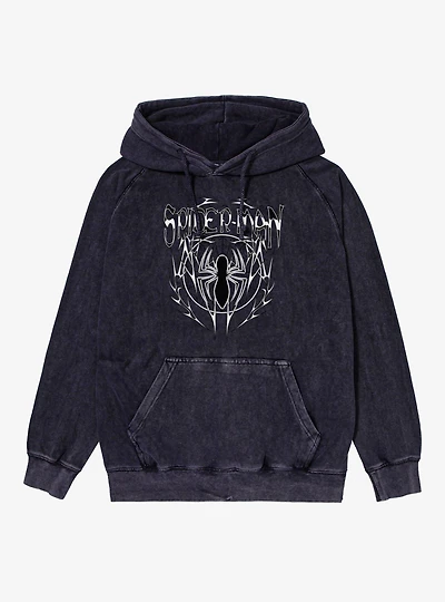 Marvel Spider-Man Metal Style Tattoo Mineral Wash Hoodie