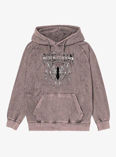 Marvel Spider-Man Metal Style Tattoo Mineral Wash Hoodie