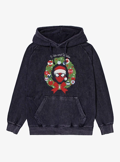 Marvel Spider-Man Merry Webs And Wishes Wreath Mineral Wash Hoodie