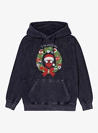 Marvel Spider-Man Merry Webs And Wishes Wreath Mineral Wash Hoodie