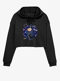 Coraline The Cat Swirl And Stars Crop Hoodie