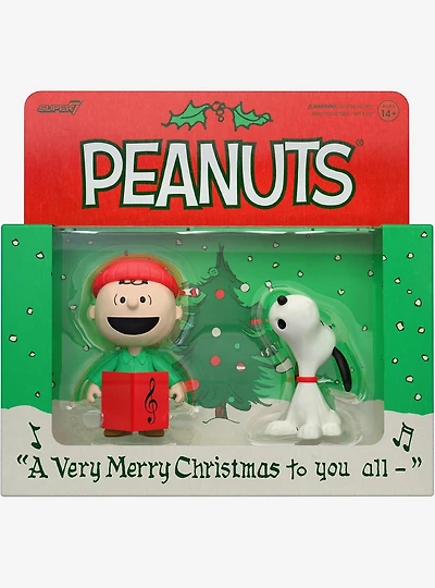Super7 Peanuts ReAction Charlie Brown & Snoopy (Caroling) Figure Set