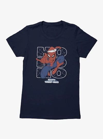 Marvel Spider-Man Ho-Ho-Ho Happy Thwip-Mas Womens T-Shirt