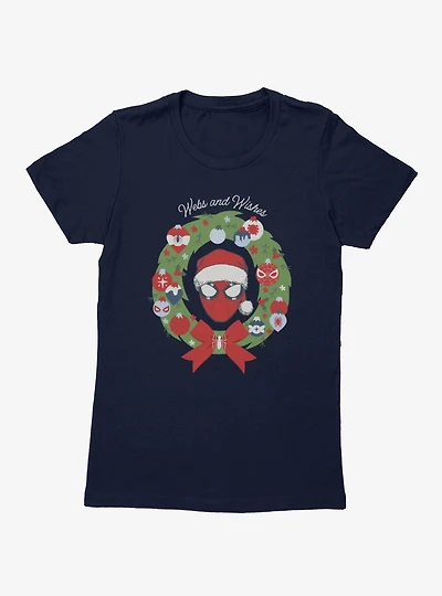 Marvel Spider-Man Merry Webs And Wishes Wreath Womens T-Shirt