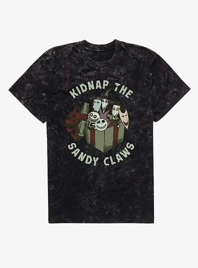 Disney Nightmare Before Christmas Kidnap Sandy Claus Gift Mineral Wash T-Shirt