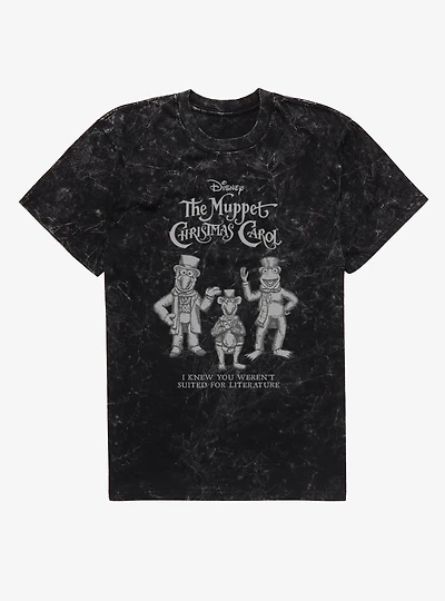 Disney The Muppets Christmas Carol Not Suited For Literature Kermit Gonzo Rizzo Mineral Wash T-Shirt