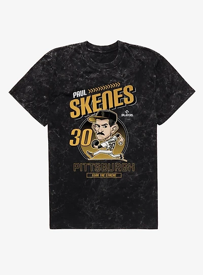 MLB Pittsburgh Pirates Paul Skenes Fear The Stache Caricature Mineral Wash T-Shirt