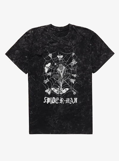 Marvel Spider-Man Butterfly Web Mineral Wash T-Shirt