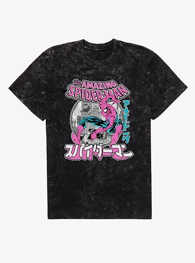Marvel Spider-Man The Amazing Kanji Swing Mineral Wash T-Shirt