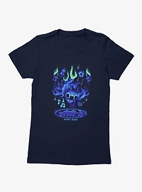 Disney Lilo & Stitch Y2K Blue Chrome Flames Womens T-Shirt