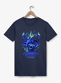 Disney Lilo & Stitch Y2K Blue Chrome Flames T-Shirt