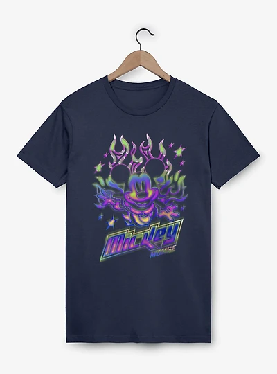 Disney Mickey Mouse Y2K Chrome Flames T-Shirt