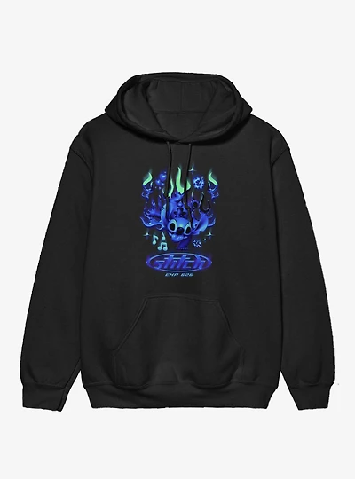 Disney Lilo & Stitch Y2K Blue Chrome Flames Hoodie