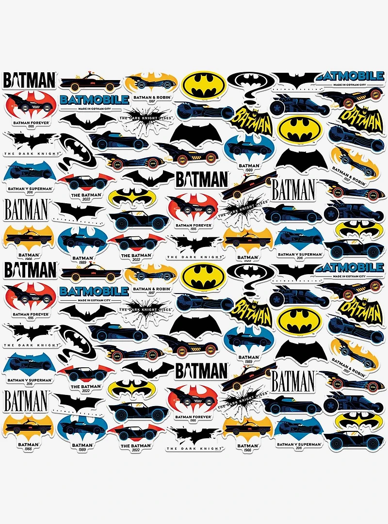 DC Comics Batman Iconic Batmobile Through The Ages Miscellaneous 100ct Sticker Pack