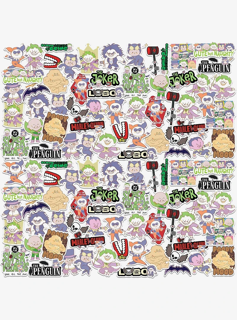 DC Comics Justice League Hand Drawn Villian Chibis Miscellaneous 100ct Sticker Pack