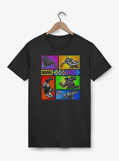 Marvel Rainbow Color Avengers Panels T-Shirt