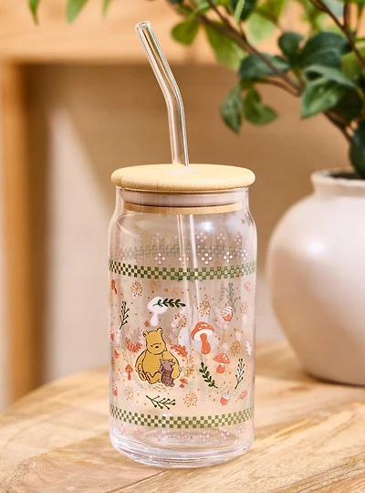 Disney Winnie the Pooh Better Together Glass Cup with Straw - BoxLunch Exclusive