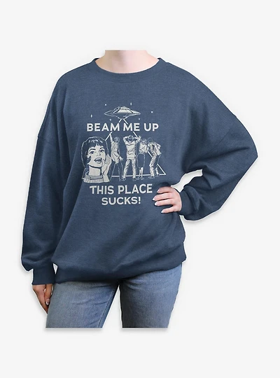 Stranger Things Beam Me Up Womens Oversized Sweatshirt