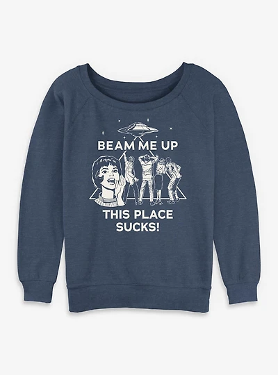 Stranger Things Beam Me Up Womens Slouchy Sweatshirt