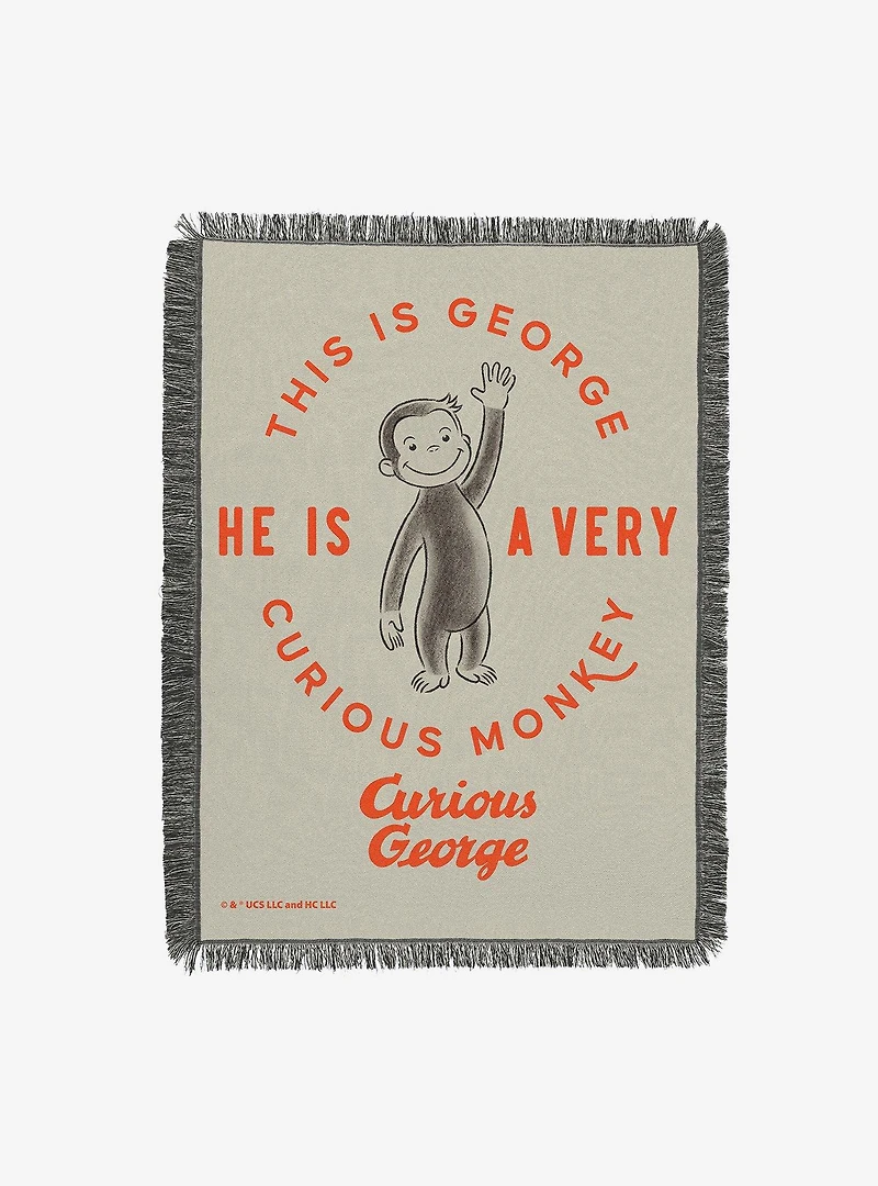 Curious George Very Curious Monkey Tapestry Throw Blanket