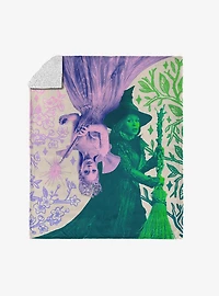 Wicked: For Good Pink and Green Silk Touch Sherpa Throw Blanket