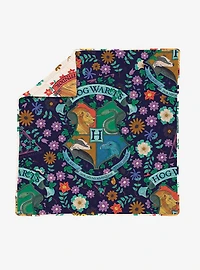 Harry Potter Botanical Crests 90x90" Quilted Throw Blanket