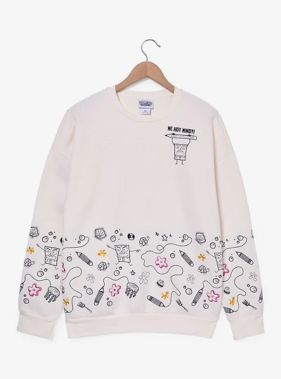 SpongeBob SquarePants DoodleBob Icons Embroidered Women's Crewneck - BoxLunch Exclusive