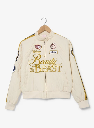 Disney Beauty and The Beast Belle Women's Plus Cropped Quilted Racing Jacket - BoxLunch Exclusive